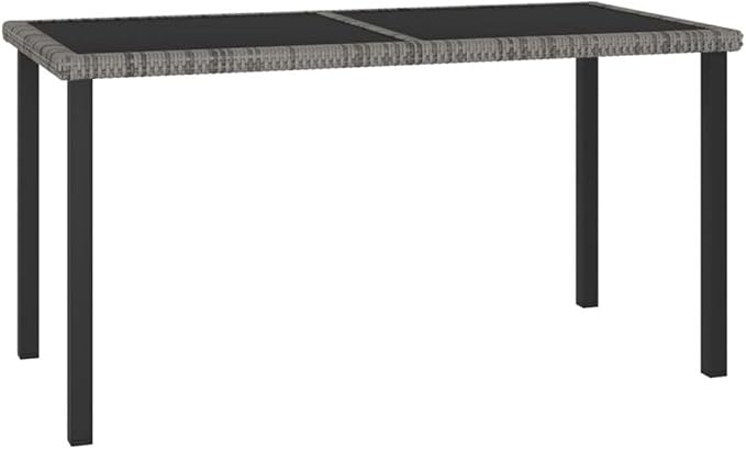 Afuera Living 7-Piece Patio Dining Set, Powder-Coated Steel Frame with Poly Rattan, Gray and Black Cushions, Rectangular Table, Removable Covers, Modern Outdoor Furniture for Garden or Terrace