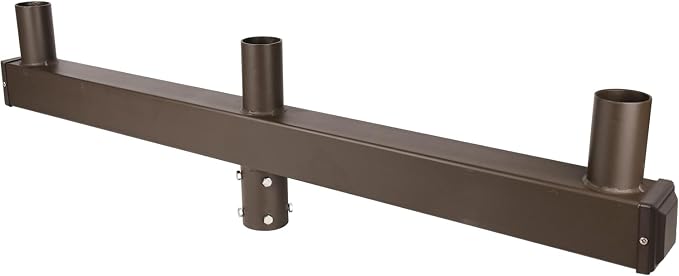 180° Low Profile Bullhorn Tenon with 3 Arms, 180° Vertical Tenon Bullhorn Bracket for 3 Lights, 2-3/8 in Slip Fitter Light Mounting for Parking Lot Pole Bracket Dark Bronze Heavy Steel
