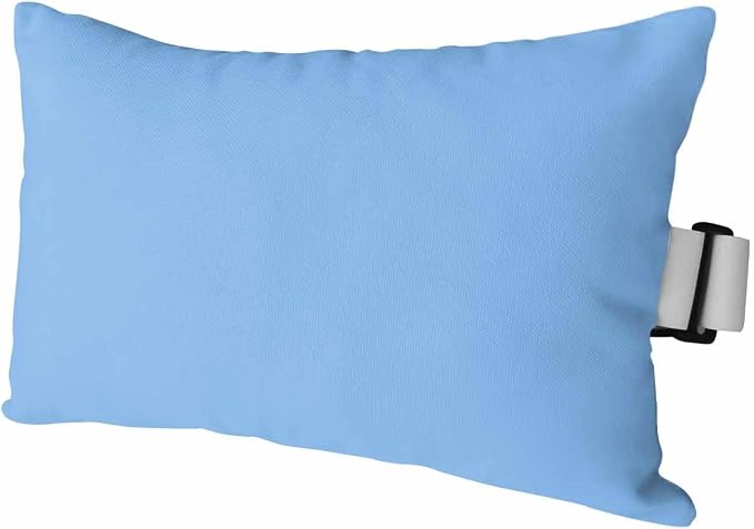 Outdoor Pillow for Lounge Chair with Strap & Insert SkyBlue Pattern Recliner Head Pillow Pure Colour Waterproof Headrest Patio Lumbar Pillows for Beach Pool Office Chaise Chair 12x20 Inch