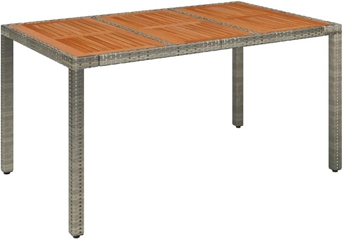 Afuera Living 5-Piece Poly Rattan Garden Dining Set, Gray, Powder-Coated Steel Frame, Acacia Wood Accents, UV-Resistant Material with Removable Cushion Covers, Modern Patio Furniture for Outdoor