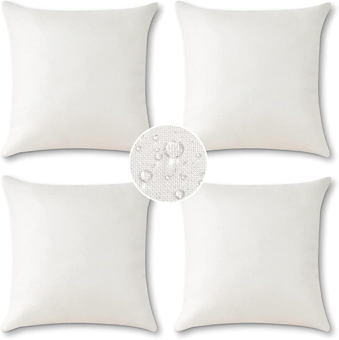 OTOSTAR Pack of 4 Outdoor Waterproof Throw Pillow Covers Decorative Pillow Covers Square Patio Balcony Pillowcases Cushion Case Pillows Shell for Couch Bed Tent Sofa Decor 20x20 Inch (Cream White)