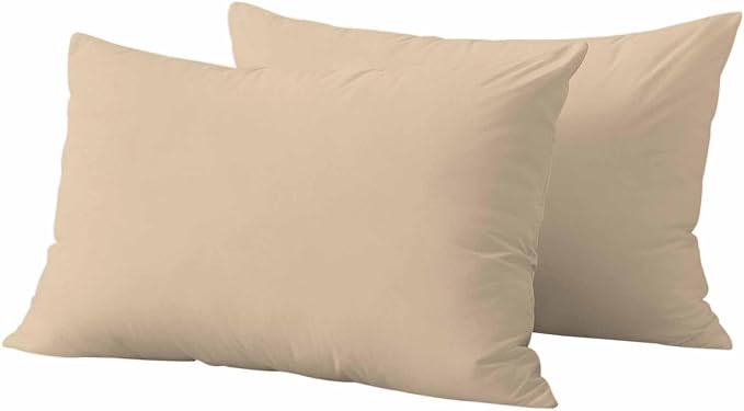 Lumbar Pillow Covers 12 x 20 Inches, Khaki Solid Color Waterproof Throw Pillow Cover Set of 2, Aesthetics Contemporary Luxury Decorative Rectangle Cushion Covers for Patio/Couch/Garden