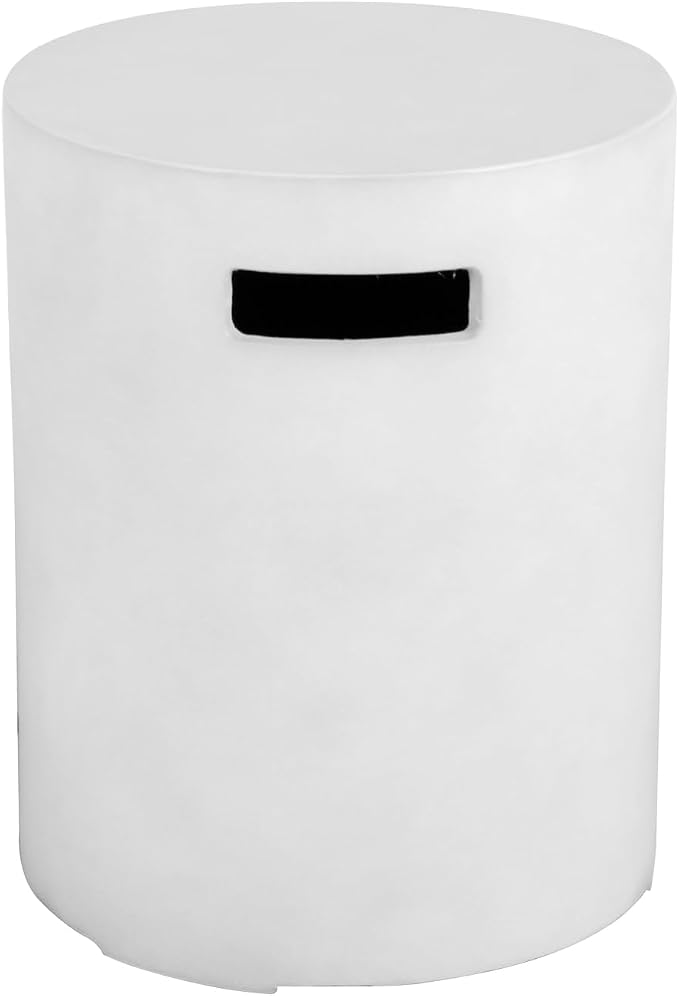 Afterglow 16" Propane Tank Cover Table, Round Tank Container Fits Standard 20 lbs Propane Tank Outdoor Gas Tank, Deck Backyard Patio, White