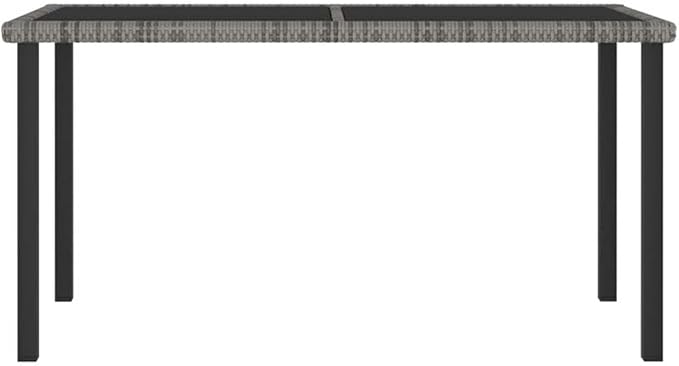 Afuera Living 7-Piece Patio Dining Set, Powder-Coated Steel Frame with Poly Rattan, Gray and Black Cushions, Rectangular Table, Removable Covers, Modern Outdoor Furniture for Garden or Terrace