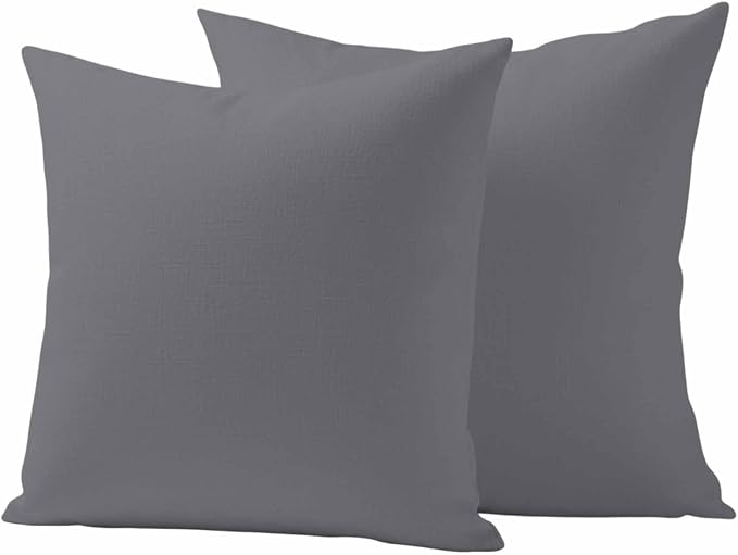 Outdoor Pillow Covers 16 x 16 Inches, Grey Pure Color Waterproof Throw Pillow Cover Set of 2, Aesthetics Contemporary Luxury Decorative Square Cushion Covers for Patio/Couch/Garden