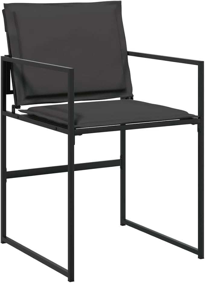 17 Piece Patio Dining Set with Cushions Black Textilene Outdoor Furniture for 8 People Garden Table and 16 Folding Chairs Tempered Glass Top UV Resistant