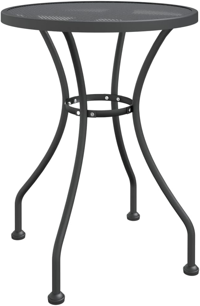 Outdoor Bistro Table 24 Inch Round Metal Mesh Patio Table Anthracite Small Garden Balcony Dining Table for 2 Compact Weather-Resistant Furniture