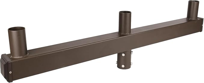180° Low Profile Bullhorn Tenon with 3 Arms, 180° Vertical Tenon Bullhorn Bracket for 3 Lights, 2-3/8 in Slip Fitter Light Mounting for Parking Lot Pole Bracket Dark Bronze Heavy Steel