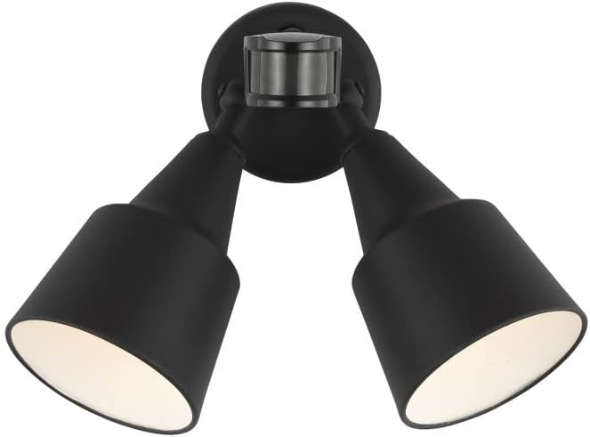 Generation Lighting 2-Light Motion Sensor Flood Light in Black | Wet-Rated Aluminum Fixture with Photocell, an Exterior Lighting Fixture and Outdoor Lamp for Home Security, Yard, or Driveway