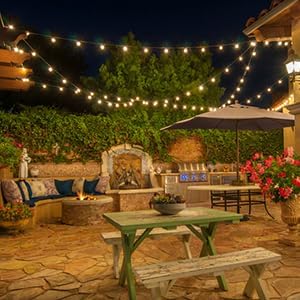 Lightdot 200FT Outdoor String Lights, LED Bistro String Lights with Shatterproof ST38 Vintage Bulbs, 2200K Dimmable, Waterproof Hanging Lights for Porch, Deck, Garden, Backyard, Balcony - ETL Listed