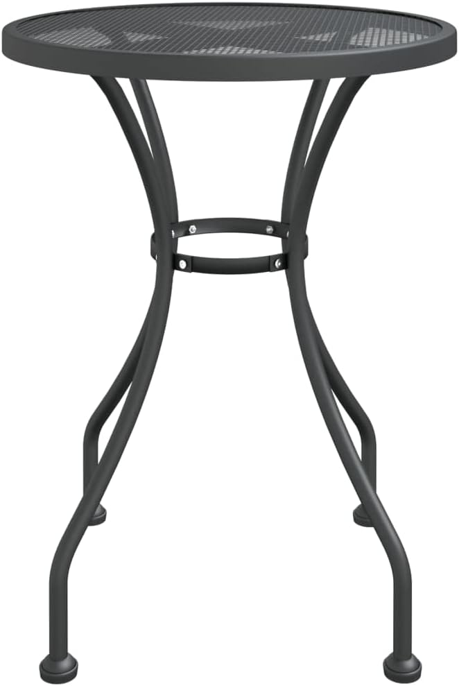 Outdoor Bistro Table 24 Inch Round Metal Mesh Patio Table Anthracite Small Garden Balcony Dining Table for 2 Compact Weather-Resistant Furniture