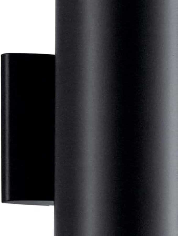 Kichler Cylinders 12" Outdoor Wall Sconce in Black, 2-Light Exterior Wall Light, Cylinder Fixture, (12" H x 5" W), 9244BK (Pack of 2)