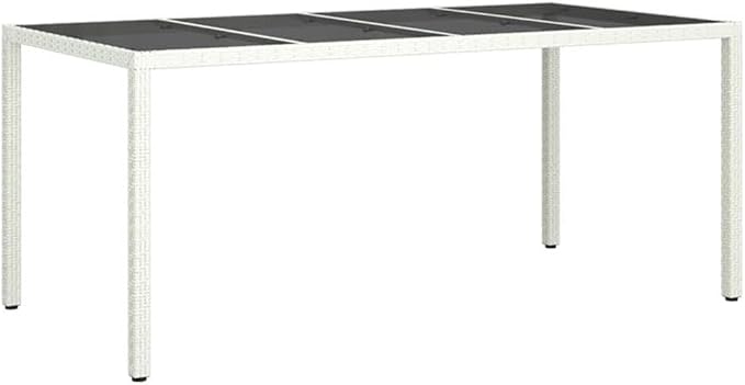 Afuera Living 9-Piece Patio Dining Set, Powder-Coated Steel and White Poly Rattan, Black Cushions, Weather-Proof Modern Outdoor Dining Furniture for Garden or Terrace, Seats Up to 9 People