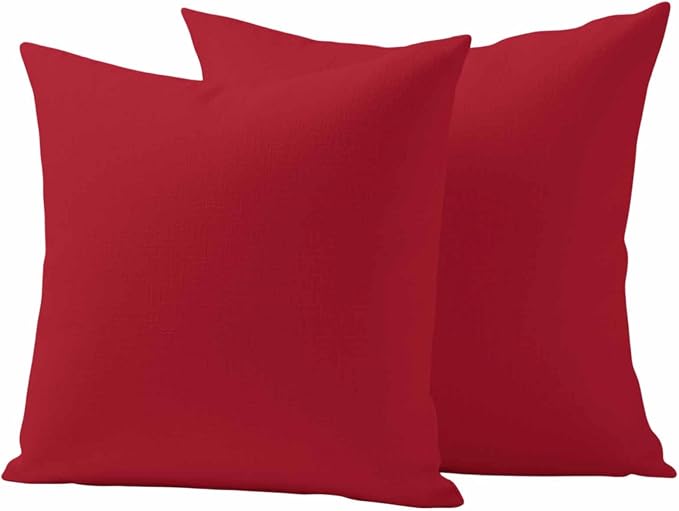 Red Outdoor Pillow Covers 16"x16" Set of 2, Solid Color Waterproof Throw Pillow Covers for Patio Furniture, Decorative Cushion Covers for Porch
