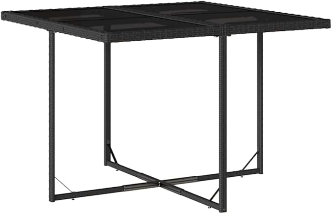 9-Piece Outdoor Garden Dining Set with Black Poly Rattan Table, 4 Chairs, and 4 Stools for Patio