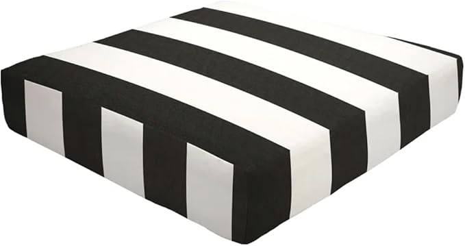 FoamRush Sunbrella 5" x 18" x 18" Cabana Classic Awning Striped Indoor/me Decorative Seat Cushion Black and White Made in USA Outdoor Pillow Ho