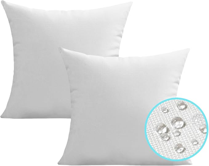 VAKADO Outdoor Waterproof Throw Pillow Covers 22X22 Set of 2 Decorative White Patio Furniture Cushion Cases Outside Decor for Couch Garden Bench Porch