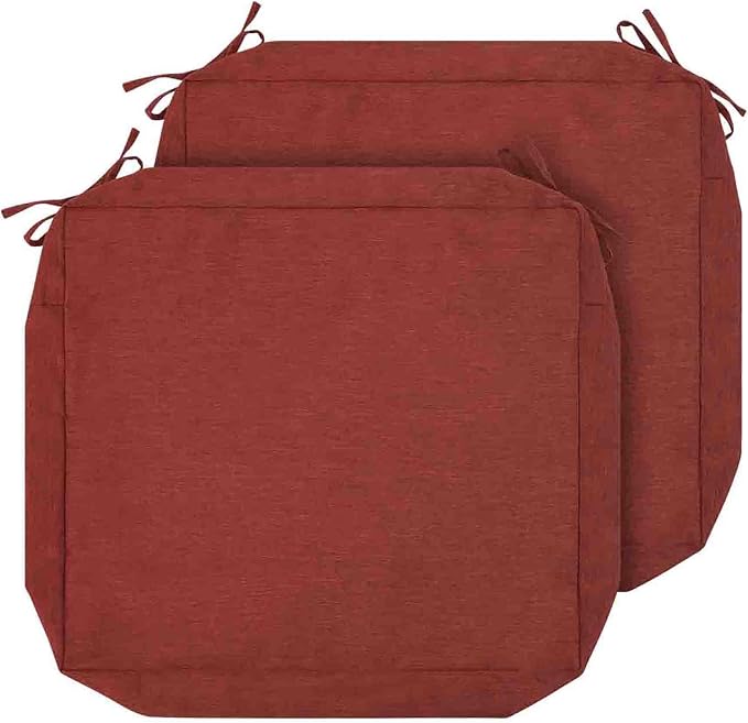 Magpie Fabrics Indoor Outdoor Cushion Cover Replacement 2 Pack, NO Insert! Water Repellent Slipcover with Ties Decor for Patio Garden Chair Sofa Bench Wicker(Dark Red, 22x20x4 Inch)