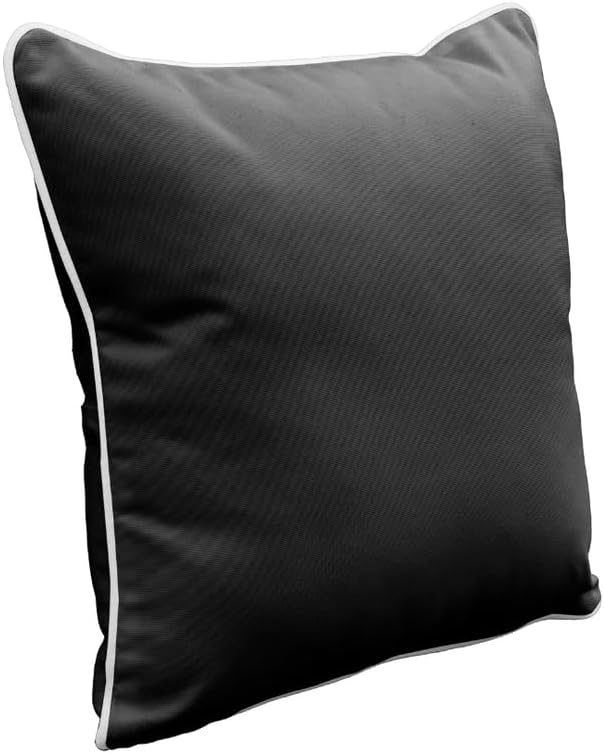 East Green 18 x 18 Square Outdoor Accent Pillow, Set of 2, Black with White Piping