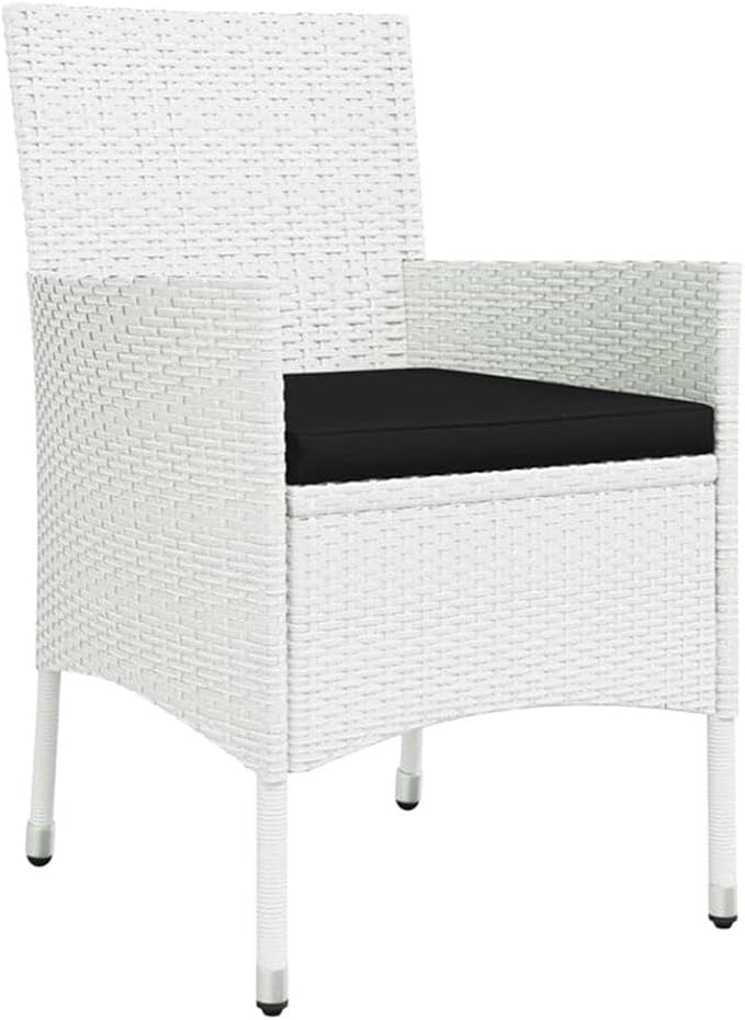 Afuera Living 9-Piece Patio Dining Set, Powder-Coated Steel and White Poly Rattan, Black Cushions, Weather-Proof Modern Outdoor Dining Furniture for Garden or Terrace, Seats Up to 9 People