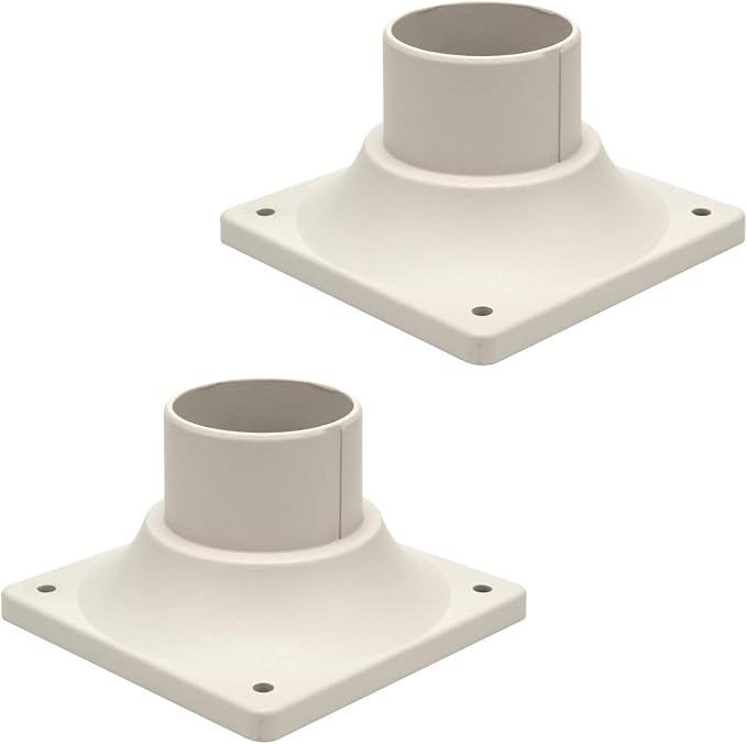 Pier Mount Base, Fits 3" Post Light, Rustproof and Thick Aluminum | Pole Light Adapter, 2.6mm Thick, Waterproof, Anti-rust, 6.1"Wx6.1"Dx4.02"H, White, 2 Pack