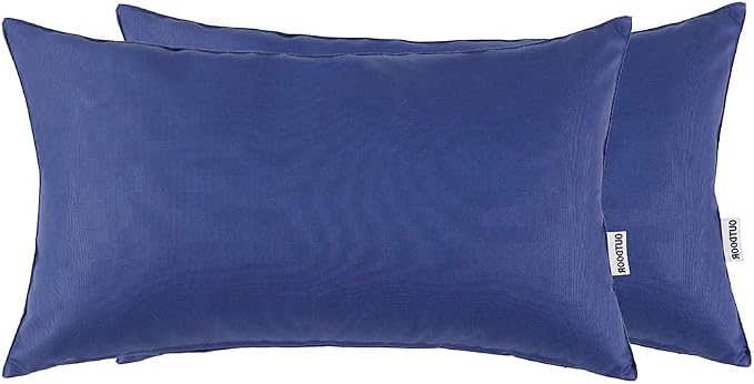 MIULEE Decorative Outdoor Waterproof Pillow Covers 12x20 Navy Blue | Decorative Patio Furniture,Pack of 2,Accent Lumbar Soild Throw Pillow Covers,Summer Garden Tent Couch Sofa