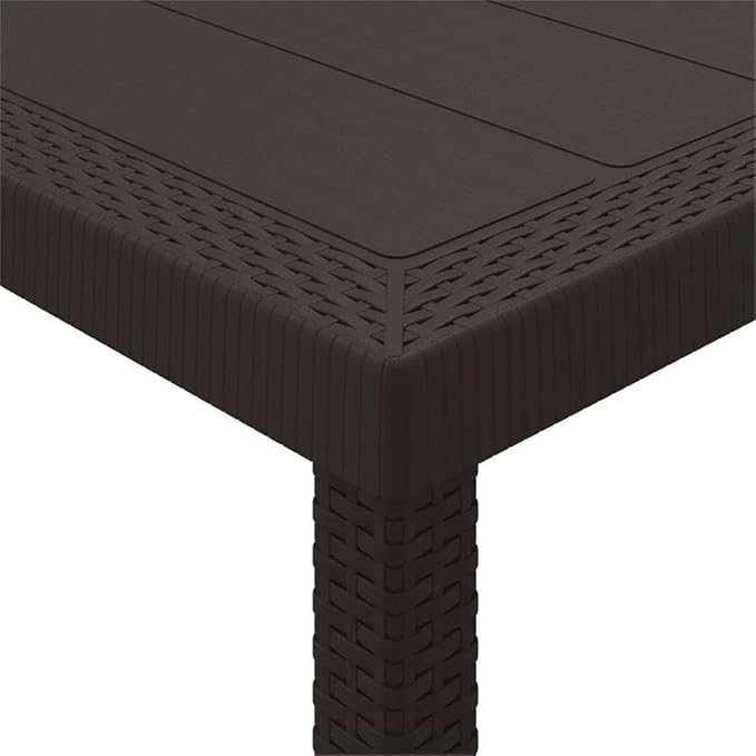 Afuera Living Contemporary Poly Rattan Patio Dining Set, Brown Finish, UV-Resistant Outdoor Furniture, Foam Cushions, Rectangular Table, Seats 8, Lightweight Design for Gardens and Terraces