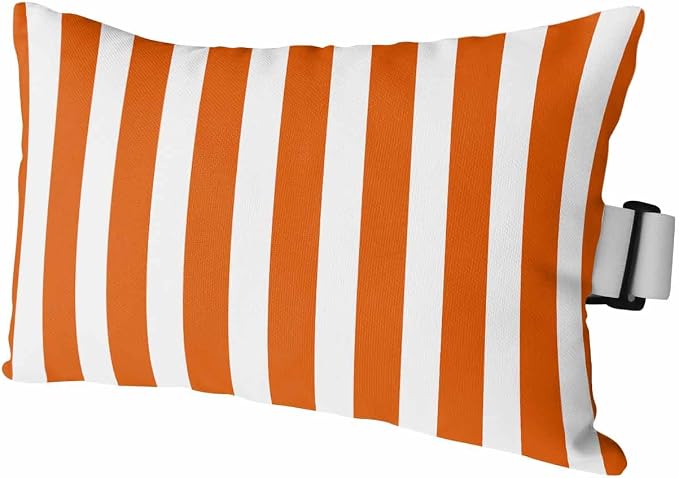 DecorLovee Burnt Orange Striped Outdoor Recliner Pillows for Head, Thanksgiving Waterproof Chair Pillow with Elastic Stripe, Farmhouse Orange Stripes Chaise Lounge Pillow for Patio/Pool 1Pack, 11"x16"
