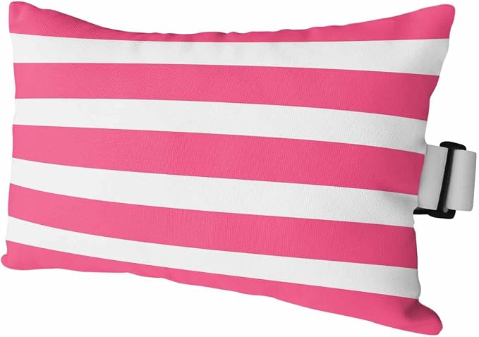 Monochrome Pink Striped Outdoor Head Pillows for Recliner Lounge Chair,Pack of 1 Waterproof Throw Pillow Cushion Cases with Insert&Elastic Strap,Modern Geometric Line Neck Pillow for Patio Beach