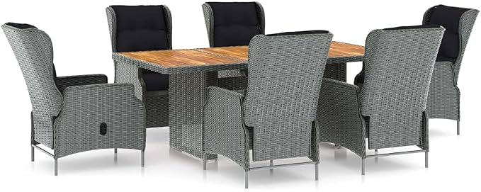 Patio Set,Backyard Furniture,deep Seating Outdoor Furniture,7 Piece Patio Dining Set with Cushions Poly Rattan Light Grayoutdoor Furniture Ottoman,Patio Chairs with Ottomans,