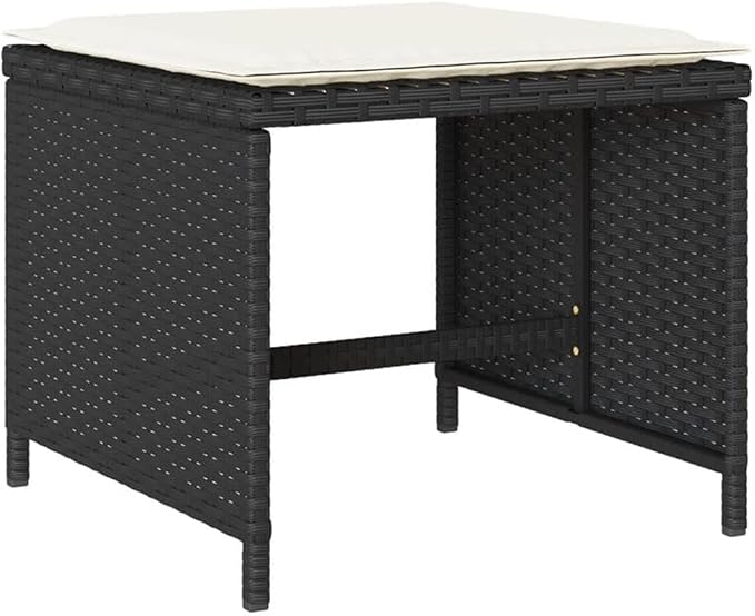 Afuera Living Contemporary Patio Dining Set, Powder-Coated Finish, Black/Cream White, Seats 16, UV-Resistant Waterproof Materials, Foldable, Removable Cushion Covers, Outdoor Use for Garden or Terrace