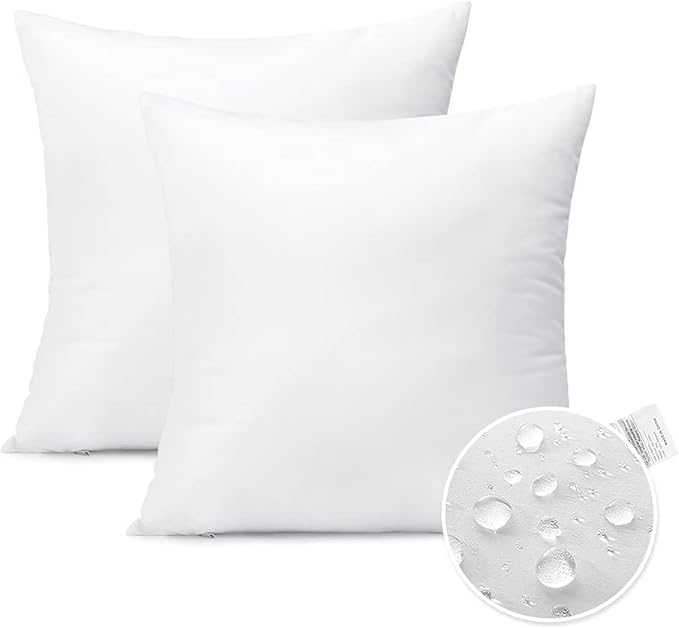 OTOSTAR Premium Outdoor Waterproof Throw Pillow Inserts 20 x 20 Inches Water Resistant Pillow Inserts Square Decorative Pillows for Couch Sham Cushion Stuffer Garden Furniture Patio Bench,Pack of 2