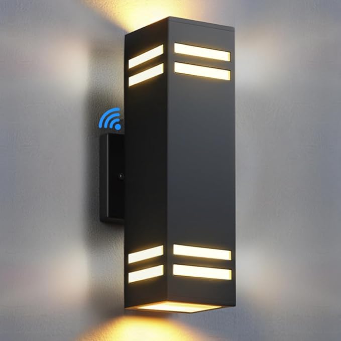 SHIMR Dusk to Dawn Outdoor Light, Modern Outdoor Wall Lights with LED Bulbs Includes [ETL Listed] | Waterproof Anti-Rust Aluminum Sconce, Up and Down Lights, Exterior Light Fixture for House Porch Garage Patio