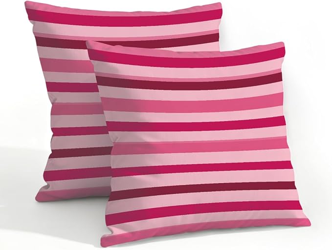 20x20 Inch Outdoor Pillow Covers Set of 2 Waterproof Throw Pillow Covers Decorative Couch Cushion Covers Pink Red Striped Square Pillowcases Protectors for Patio Garden Sofa