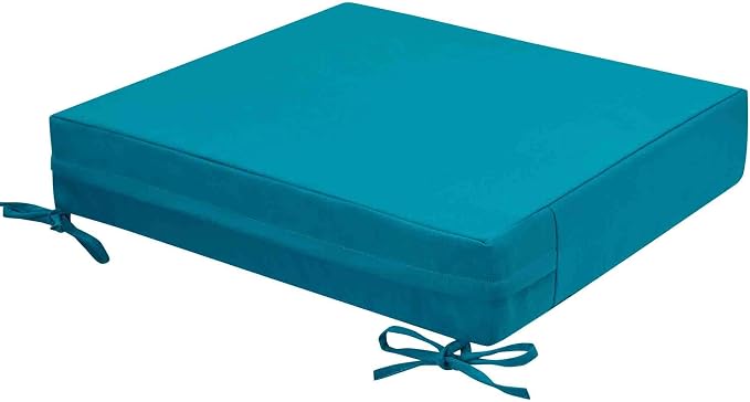 Magpie Fabrics Indoor Outdoor Cushion Cover Replacement 2 Pack, NO Insert! Water Repellent Slipcover with Ties Decor for Patio Garden Chair Sofa Bench Wicker(Teal Blue, 22x20x4 Inch)