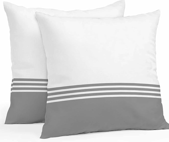Throw Pillow Covers 20x20 Inch Set of 2, Grey White Striped Waterproof Outdoor Cushion Covers, Modern Abstract Art Aesthetics Decorative Pillowcases for Couch, Sofa, Bed, Garden, Patio