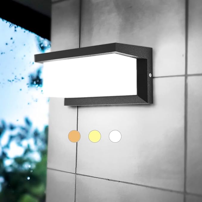 Outdoor Lights Wall Mounted,Modern LED Sconce Outside Wall Lamp, 3 Colors 24 Watts Outdoor Lights for House Corridor Porch Garage Cafe Villas Hotel Lighting