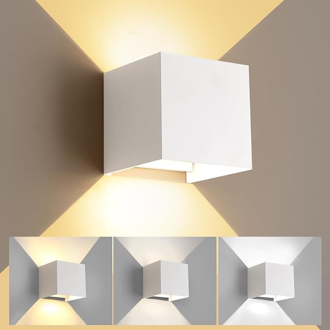 20W 3CCT Adjustable Up and Down LED Wall Sconce | White IP65 waterproof ETL certified 1300LM Exterior/Interior Lighting Fixtures for porches & patios