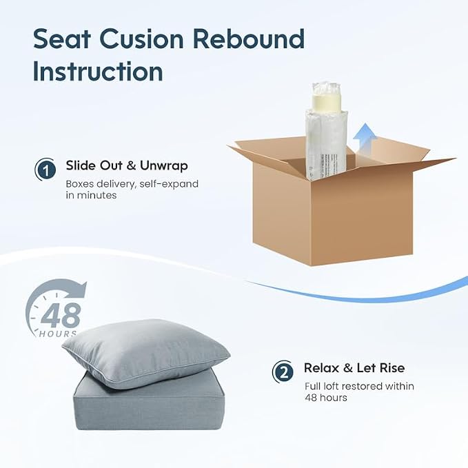 Luxury 22*24*6in Outdoor Patio Cushions, 4 Pieces Sky Blue Outdoor Cushion | 6'' Thick Outdoor Cushions, Water-Resistant, Reversible, Removable Cover, for Patio Chairs Sofa Couch Loveseat