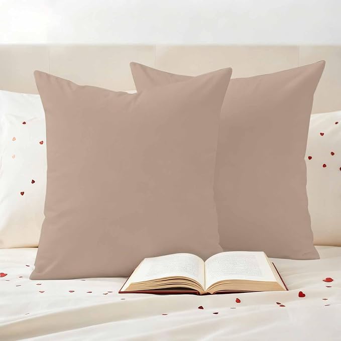 Outdoor Pillow Covers 18 x 18 Inches, Beige Solid Color Waterproof Throw Pillow Cover Set of 2, Aesthetics Contemporary Luxury Decorative Square Cushion Covers for Patio/Couch/Garden