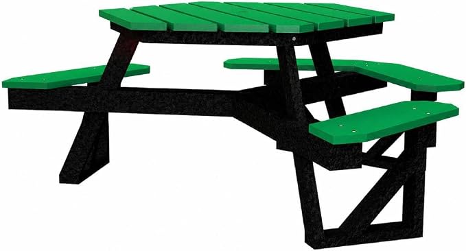 Frog Furnishings Hex Table Bench, Portable Outdoor, for All Weather, Backyard, Dining Party, Patio, Also for School, College, Park, Playground, Swimming Pool