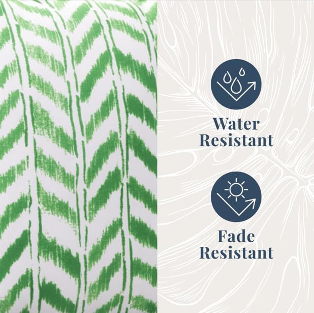 Tommy Bahama 18" x 18" Indoor/Outdoor Pillows, Pack of 2, Chevron Green | Water-Resistant, Fade-Resistant Cushions with Inserts, Reversible Covers For Patio, Poolside And Garden Seating