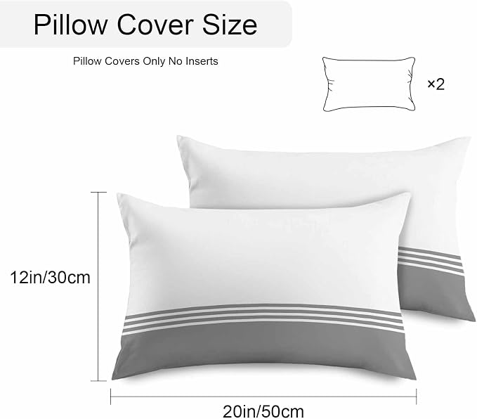 Lumbar Pillow Covers 20x12 Inch Set of 2, Grey White Striped Waterproof Outdoor Cushion Covers, Modern Abstract Art Aesthetics Decorative Pillowcases for Couch, Sofa, Bed, Garden, Patio