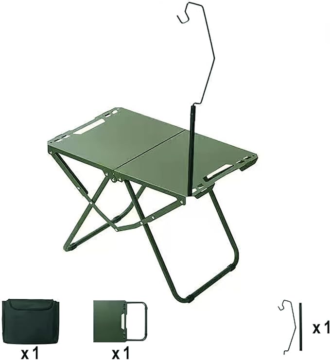 Outdoor Multifunctional Folding Grill Table, Portable Foldable Tactical Combinable Table and Chair, Camping Lamp Stand for Household, Camping, Fishing, BBQ, Picnic