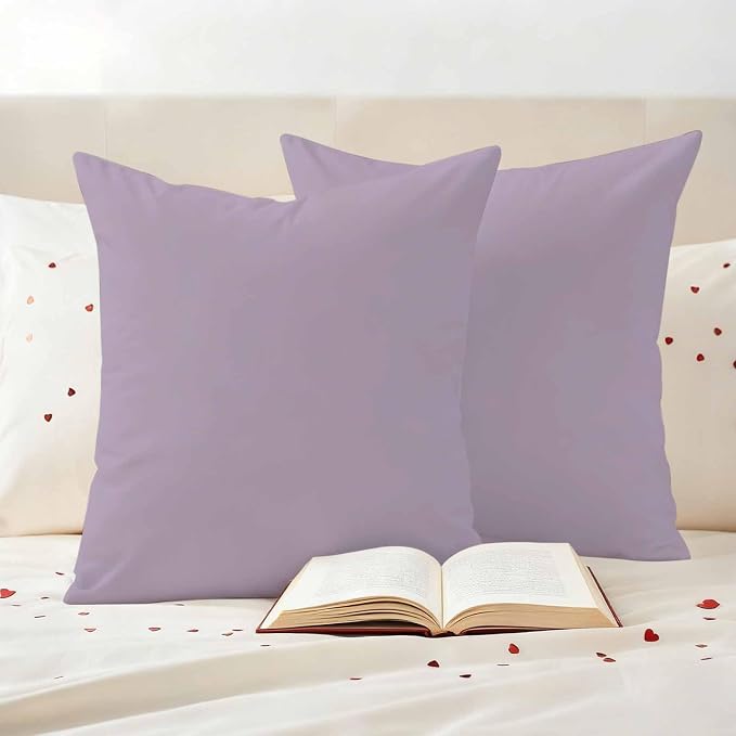 Outdoor Pillow Covers 16 x 16 Inches, Purple Solid Color Waterproof Throw Pillow Cover Set of 2, Aesthetics Contemporary Luxury Decorative Square Cushion Covers for Patio/Couch/Garden