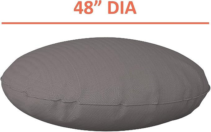 Covers & all Round Pillow Cover, Weather & UV Resistant Water Repellant Protector for Pillows Home Office Living Room Decor Chair Sofa Couch, with Zippers (48" Diameter x 5" H, Charcoal Grey)
