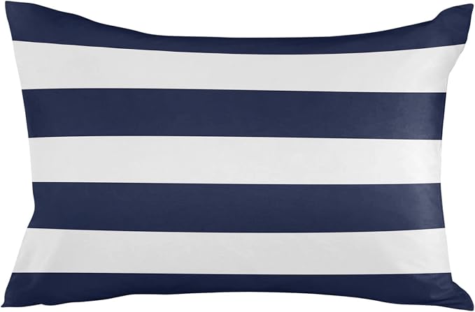 Outdoor Pillows Navy Blue White Stripes Waterproof Outdoor Pillow Covers Geometric Simple Summer Polyester Throw Pillow Covers Garden Cushion Decorative Case for Patio Couch Decoration Set of 2