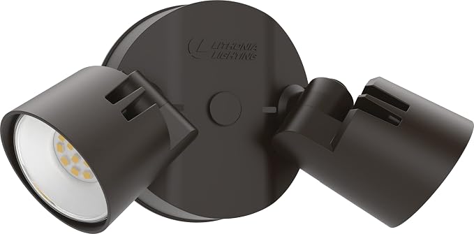 Lithonia Lighting HomeGuard 2-Light LED Outdoor Flood Lights, 4000K, Bronze | Dark Bronze Wall or Ceiling Mount LED Outdoor Lights, 4000K Cool White, Round Heads (HGX LED 2RH 40K 120 DDB M2)