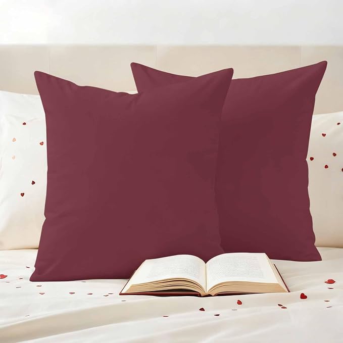 Outdoor Pillow Covers 16 x 16 Inches, Red Solid Color Waterproof Throw Pillow Cover Set of 2, Aesthetics Contemporary Luxury Decorative Square Cushion Covers for Patio/Couch/Garden