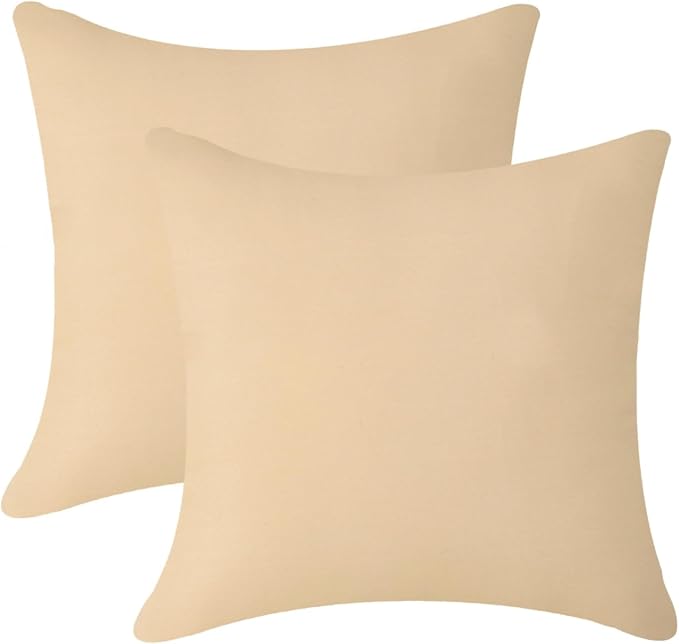 Pack of 2 Outdoor Waterproof Pillow Covers Decorative Throw Pillow Covers Furniture Cushion Cases Spring for Chair Patio Garden Couch Tent Balcony Sofa, Khaki, 24"x24"